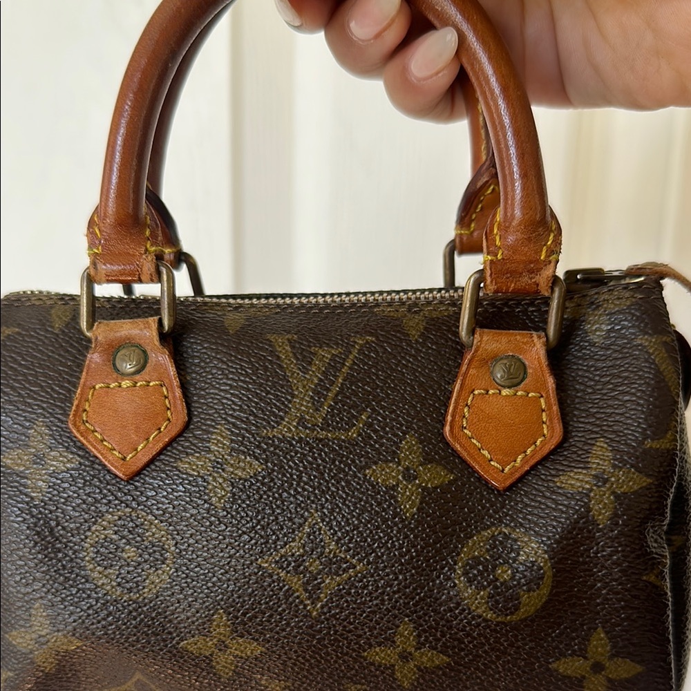 Vintage Louis Vuitton Brown Monogram Mini Speedy Bag- Zipper Pull Broken - Picture 2 of 5